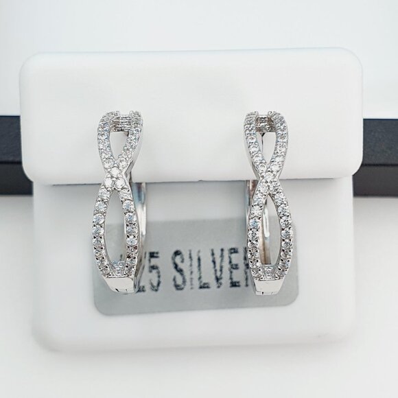 "925 Sterling Silver Cubic Zirconia Earrings, UU1P6A6143 - Picture 1 of 11